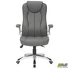 Крісло керівника Parker шкірзам сірий, фото 6