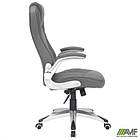 Крісло керівника Parker шкірзам сірий, фото 7