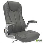 Крісло керівника Parker шкірзам сірий, фото 10