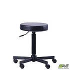 Табурет Грас Шкірозамінник чорний на роликах, фото 5