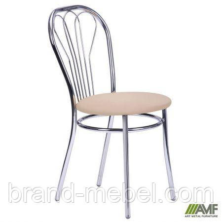 Стілець Велес хром шкiрзам бежевий, фото 1