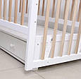 Ліжечко дерев'яне для новонароджених з маятником та шухлядою, Білий з натуральним, фото 4