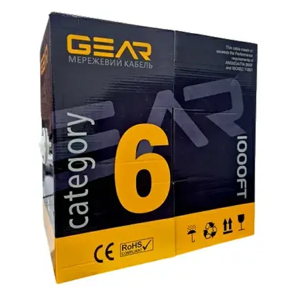 Вита пара Gear UTP Cat.6 CCA 4P 2x0.57 Indoor 305м GEC-UTPC6CCA057305, фото 2