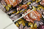 Ранфорс digital 5D "Перламутрові квіти" пудрового та бузкового кольору з оливковим листям № SB-3523, фото 5