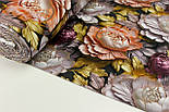 Ранфорс digital 5D "Перламутрові квіти" пудрового та бузкового кольору з оливковим листям № SB-3523, фото 3