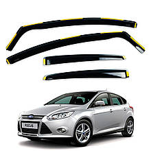 Дефлектори вікон (вітровики) для Ford Focus III Sedan / HB 2011-2017 вставні (HAWK)
