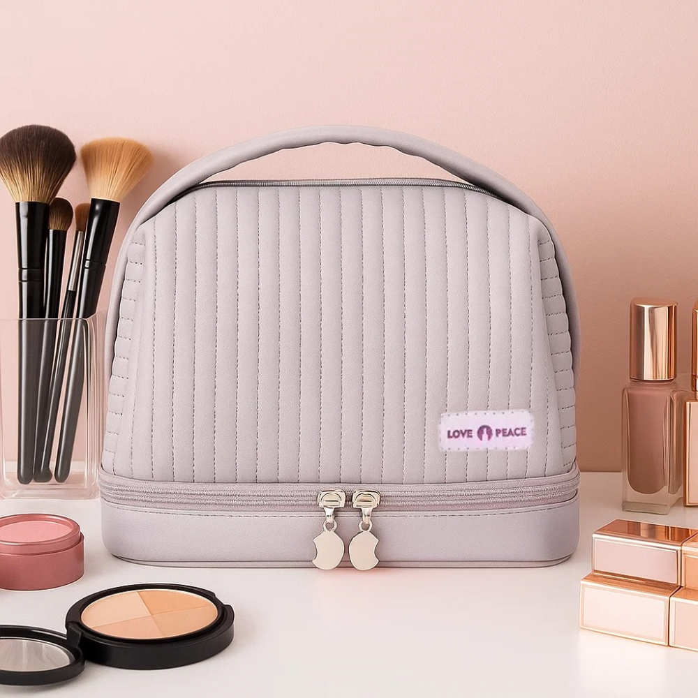 Косметичка зі штучної шкіри для приладдя для макіяжу, фіолетова, фото 1