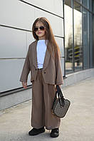 Детский костюм из льна на девочку. Цвета: черный, малина, беж, голубой. Размеры: 122, 128, 134, 140, 146.