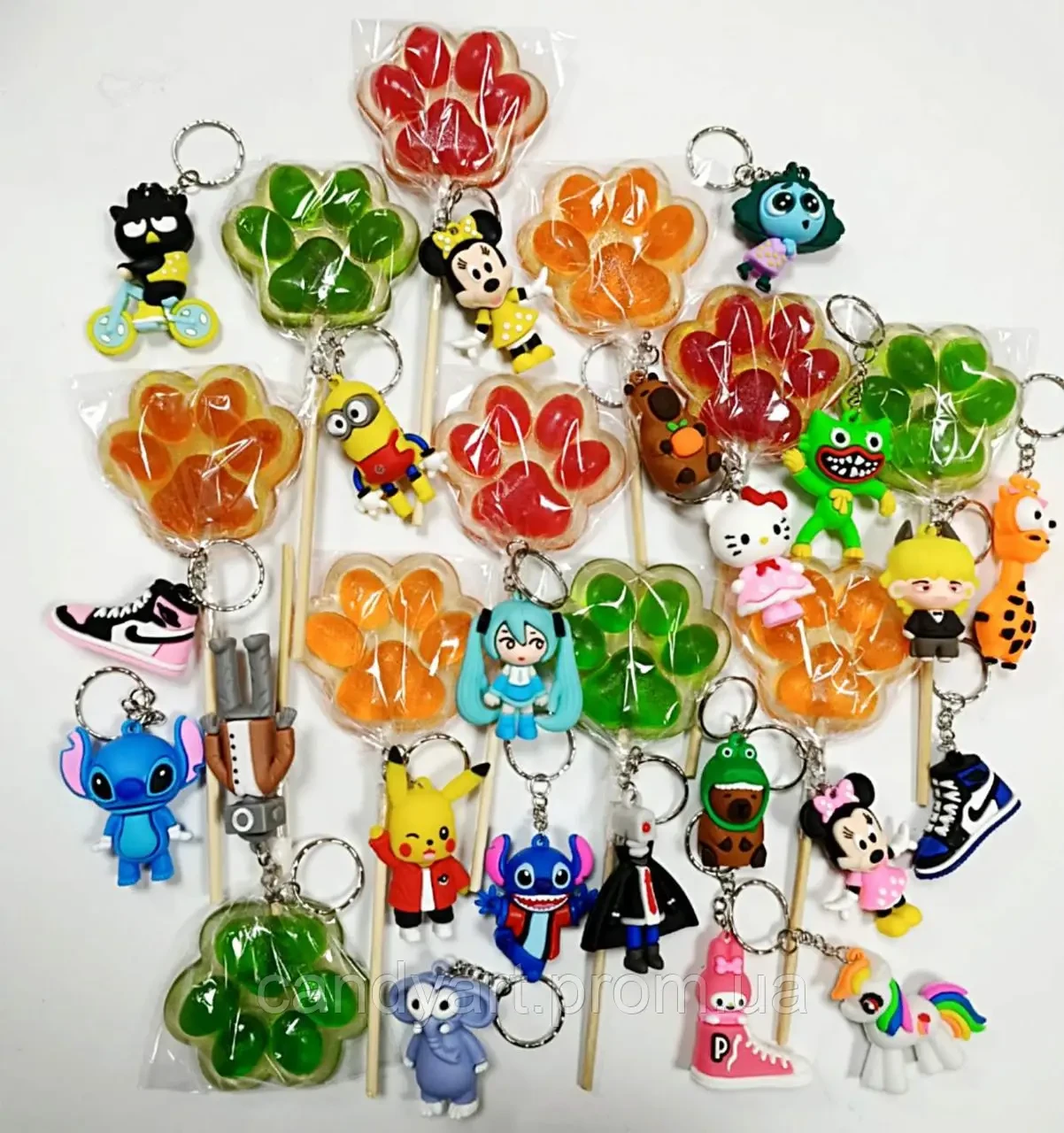 Льодяник "Лапка" на паличці 20 шт/уп | Фігурний карамельний льодяник ручної роботи | Дитячі солодощі, фото 1