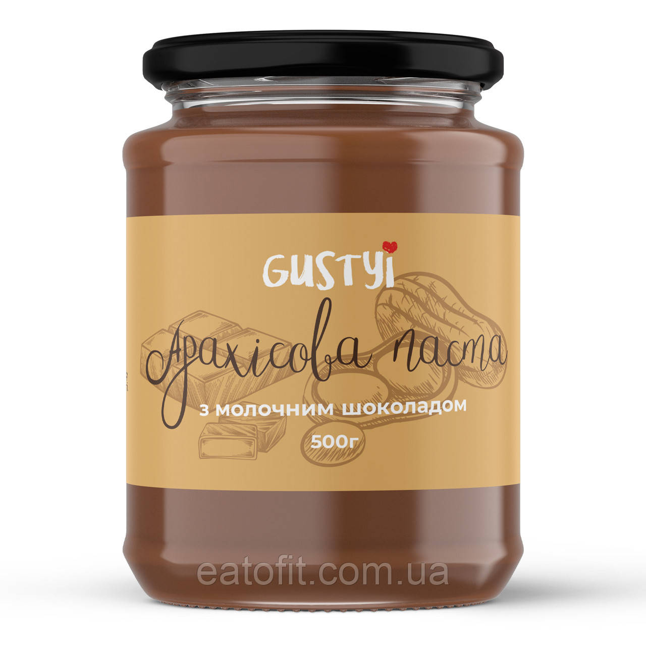 Арахісова паста, з молочним шоколадом, ТМ Gustyi, 500г, фото 1
