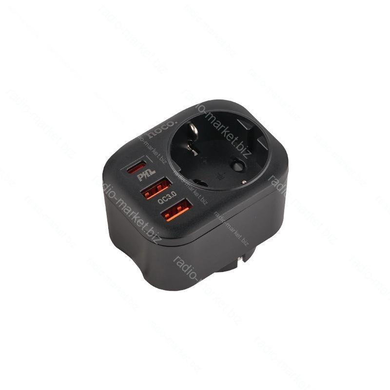 Зарядний пристрій Hoco NS3 20W з розеткою 220V, чорний