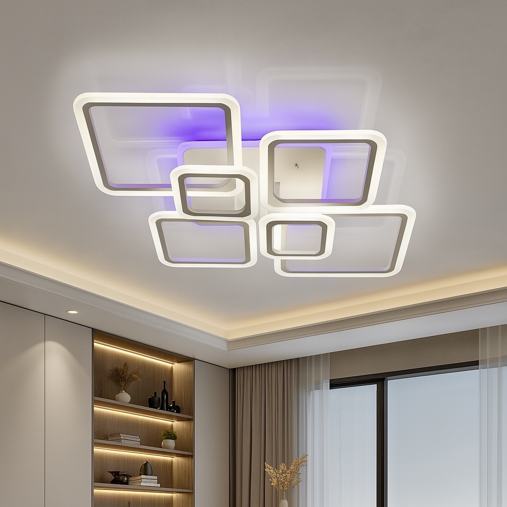 Біла люстра Led до 25 м² з пультом 156 Вт білі ромби (V LI8822-6 WT RGB), фото 1
