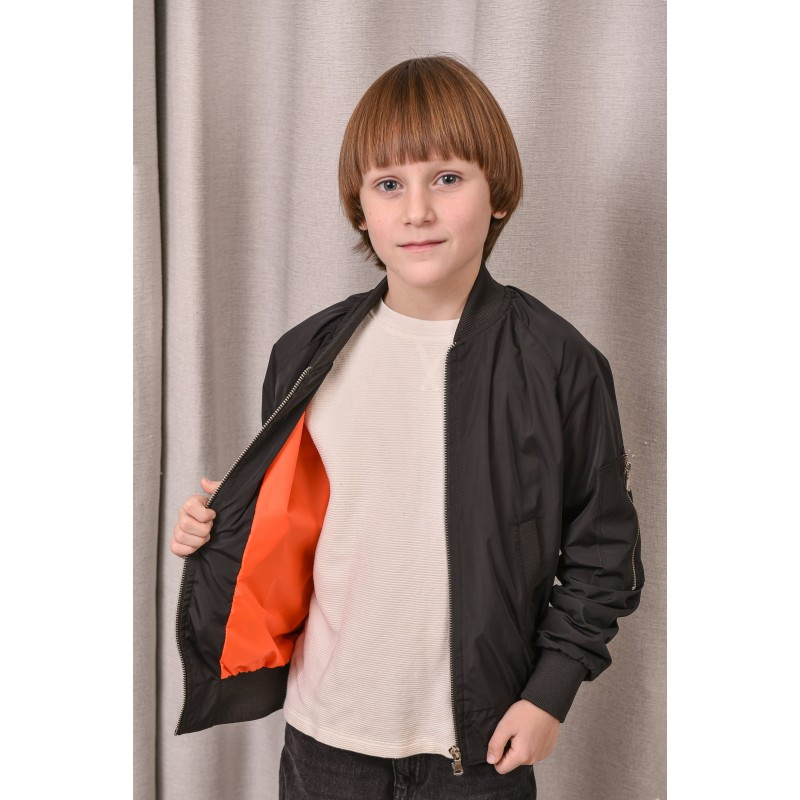 Демісезонна куртка бомбер для хлопчика модна підліткова чорна 8-13 років