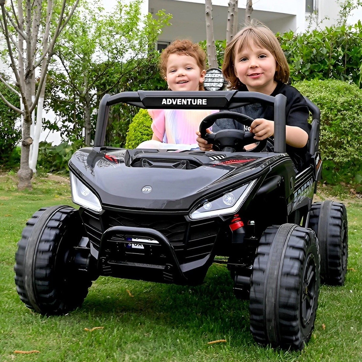 Дитячий електромобіль на акумуляторі двомісний Багі M 6205 з пультом р/у для дітей 3-8 років Чорний, фото 1