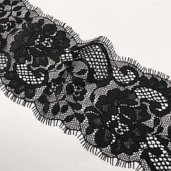 Мереживо шантильї "Джузеппе" нееластичне чорне 9 см.( купон 2,9 м.)