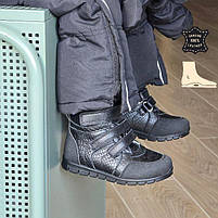 Дитячі осінні шкіряні ортопедичні черевики на липучках на девочку на флісі 25 р, фото 3