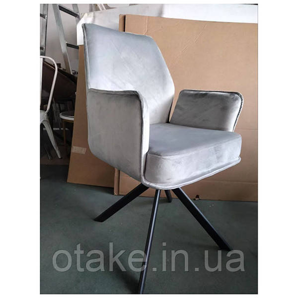 Крісло поворотне Leonor вельвет світло-сірий, фото 1