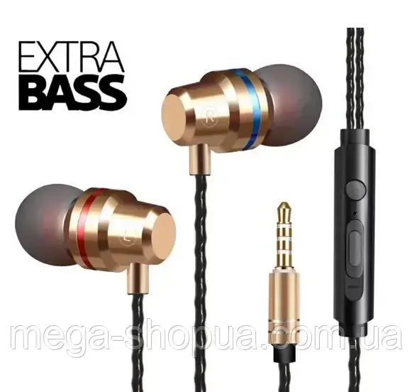 Вакуумні стерео навушники гарнітура провідні з регулюванням гучності та мікрофоном NY4872G