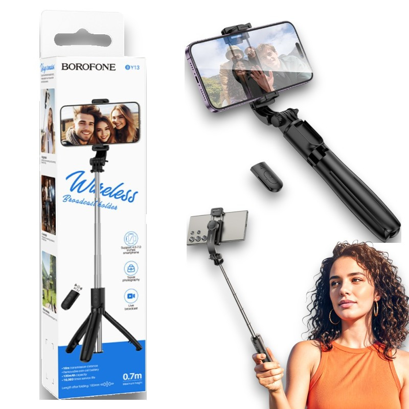 Монопод штатив Borofone BY13 Nube з Bluetooth-пультом, 70 см, для смартфонів (селфі-палка/штатив), фото 1