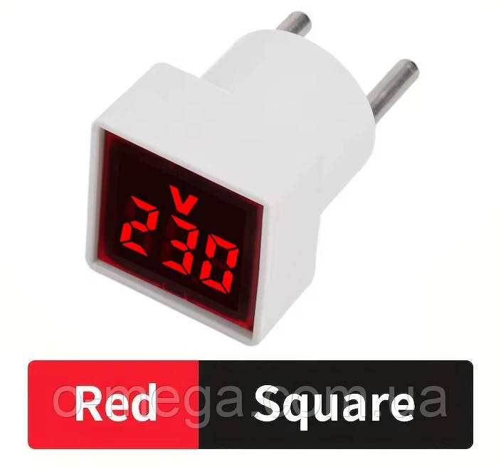 Вольтметр у розетку AD22-DSM АC 60-500В, квадратний, червоний, фото 1