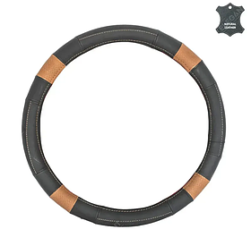 Чохол на кермо з натуральної шкіри "М" (37-38см) чорно-коричневий Elegant 105796