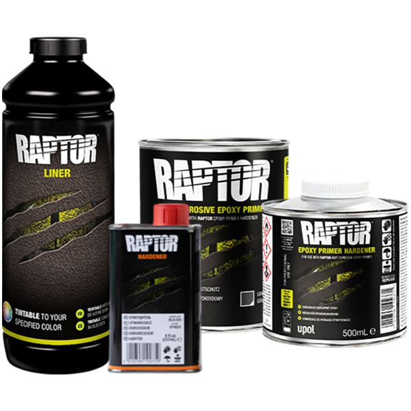 Захисне покриття підвищеної міцності (фарба) U-POL RAPTOR™ + ґрунт, 1 л Комплект Безбарвний