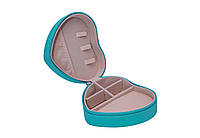 Футляр для прикрас дорожній на блискавці з екошкіри 12 см х 10 см х 5 см Блакитний