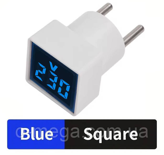 Вольтметр у розетку AD22-DSM АC 60-500В, квадратний, синій, фото 1