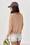 Джемпер вільного крою з необробленою горловиною — кавовий колір, ONE SIZE (є розміри), фото 2