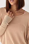 Джемпер вільного крою з необробленою горловиною — кавовий колір, ONE SIZE (є розміри), фото 4
