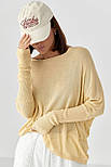 Джемпер вільного крою з необробленою горловиною — лимонний колір, ONE SIZE (є розміри), фото 5