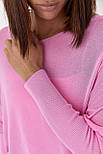 Джемпер вільного крою з необробленою горловиною — рожевий колір, ONE SIZE (є розміри), фото 4