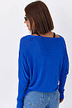 Джемпер вільного крою з необробленою горловиною — синій колір, ONE SIZE (є розміри), фото 2