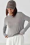 Лонгслів у сітку з горловиною-стійкою — сірий колір, ONE SIZE (є розміри), фото 5