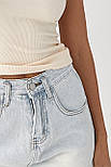 Жіночі джинсові підкатані шорти — блакитний колір, L (є розміри), фото 3