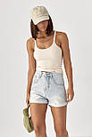 Жіночі джинсові підкатані шорти — блакитний колір, L (є розміри), фото 4