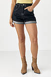 Жіночі джинсові підкатані шорти — чорний колір, M (є розміри), фото 2