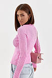 Кардиган у рубчик на ґудзиках — рожевий колір, ONE SIZE (є розміри), фото 2