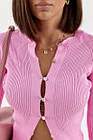 Кардиган у рубчик на ґудзиках — рожевий колір, ONE SIZE (є розміри), фото 4