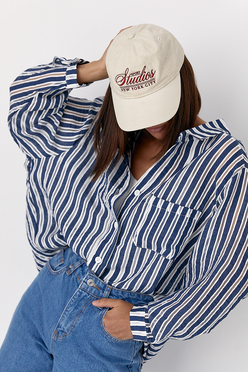 Класична сорочка в смужку — темно-синій колір, ONE SIZE (є розміри), фото 1