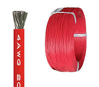 Силіконовий кабель 1m 4AWG 25 мм2 70A термостійкий багатожильний провід мідний луджений червоний