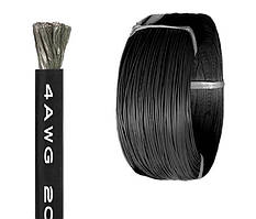 Силіконовий кабель 1m 4AWG 25 мм2 70A термостійкий багатожильний провід мідний луджений чорний