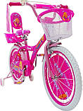 Дитячий сталевий 14 Beauty Girl велосипед (з батьківською ручкою, кошиком, багажником для ляльки) рожевий для дівчинки, фото 4