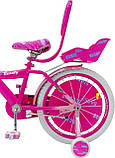 Дитячий сталевий 16 Beauty Girl велосипед (з батьківською ручкою, кошиком, багажником для ляльки) рожевий для дівчинки, фото 6