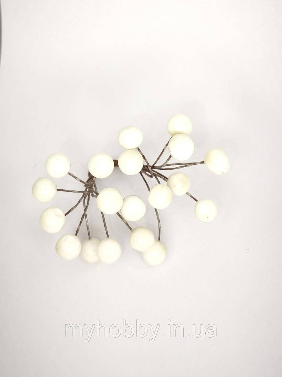 Штучна Калина лакова 12мм айворі для декору - (10 гілочок -20 ягідок), фото 1