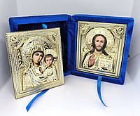 Икона складень в бархате 21*18 см