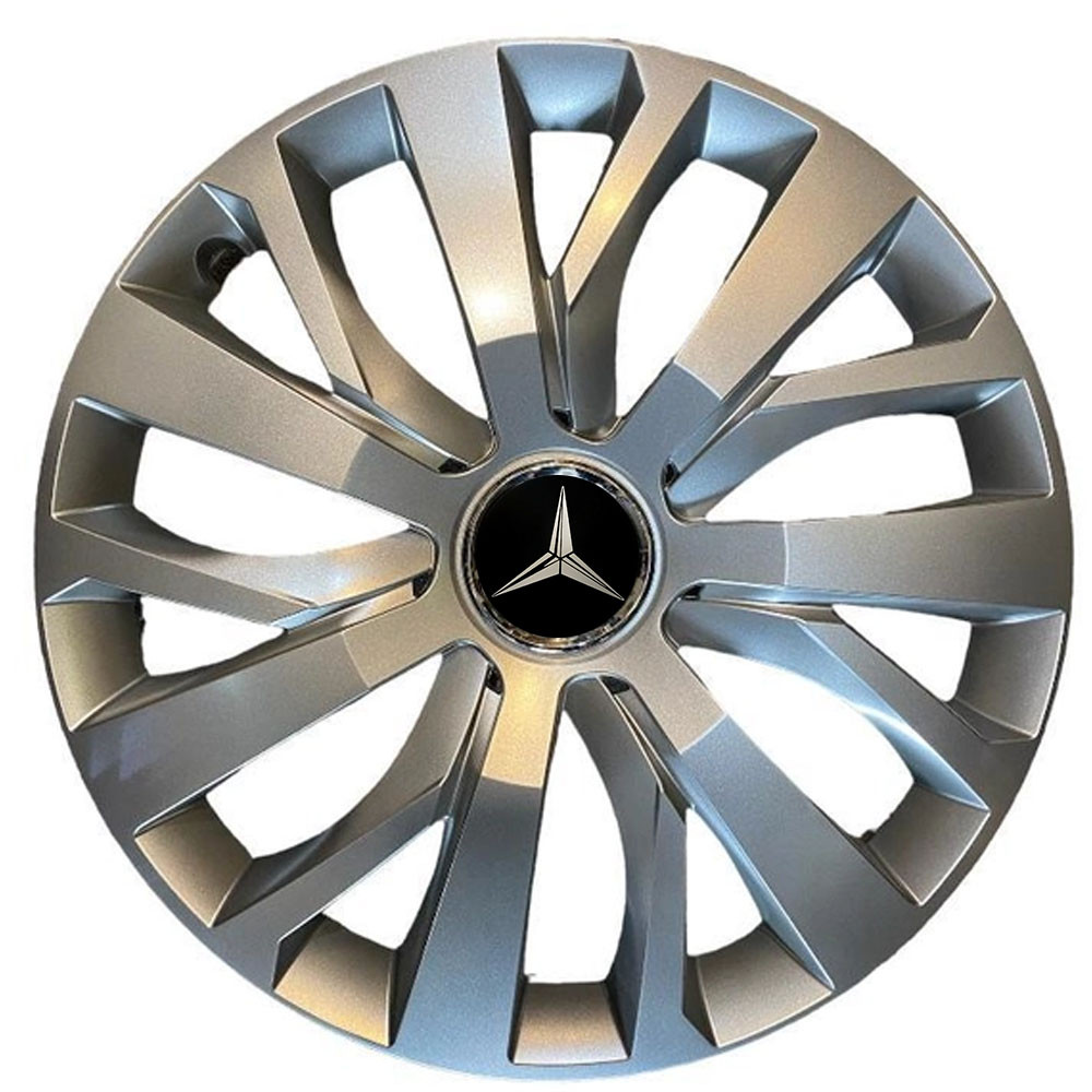 Автомобільні модельні ковпаки R16 Mercedes-Benz 432 4шт, SJS, сріблясті, фото 1