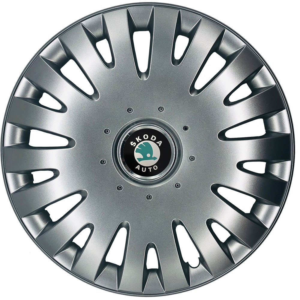 Автомобільні модельні ковпаки R16 Skoda (зелена) 403 4шт, SJS, сріблясті, фото 1