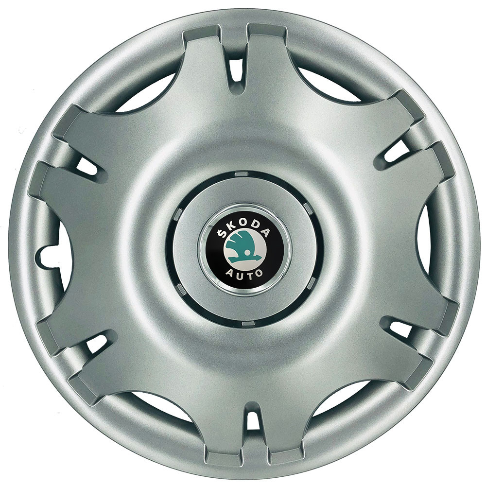 Автомобільні модельні ковпаки R16 Skoda (зелена) 402 4шт, SJS, сріблясті, фото 1