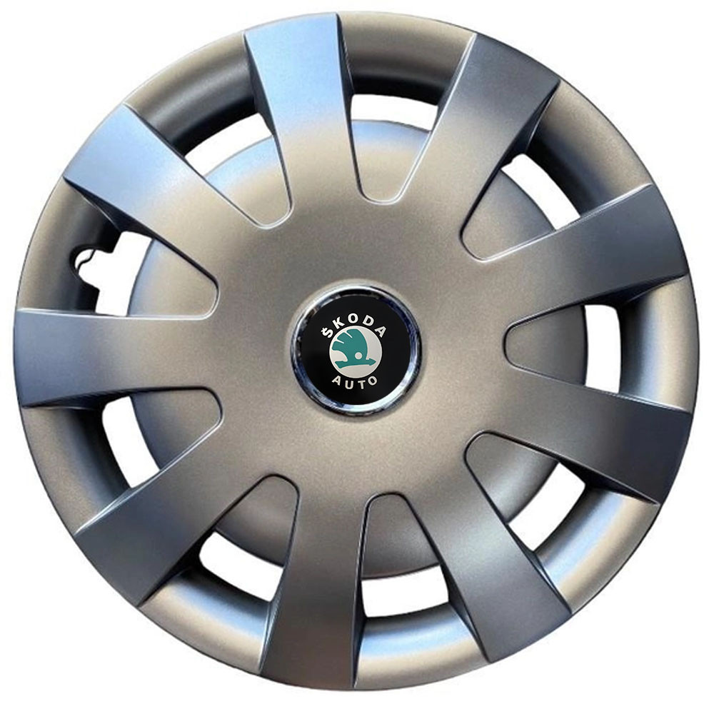 Автомобільні модельні ковпаки R16 Skoda (зелена) 405 4шт, SJS, сріблясті, фото 1